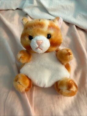 Plush Cat Stuffed Animal - Cream & Orange Soft Toy
